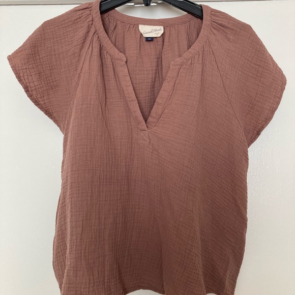NWOT Brown Universal Thread gauze cotton flutter sleeve top shirt XXL 2XL - Picture 3 of 6